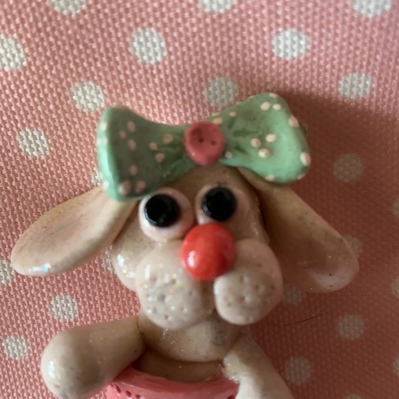 Handcrafted; Easter Bunny; Mint Green; Ooak;Magnet - Picture 8 of 9